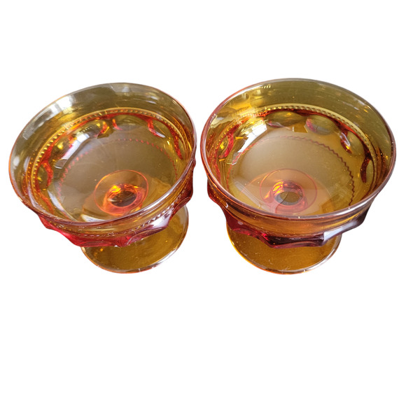 MCM  Sherbet Fruit Dessert Cup Round Gold Crown by Indiana Glass Fall Set of 2 - Picture 3 of 7